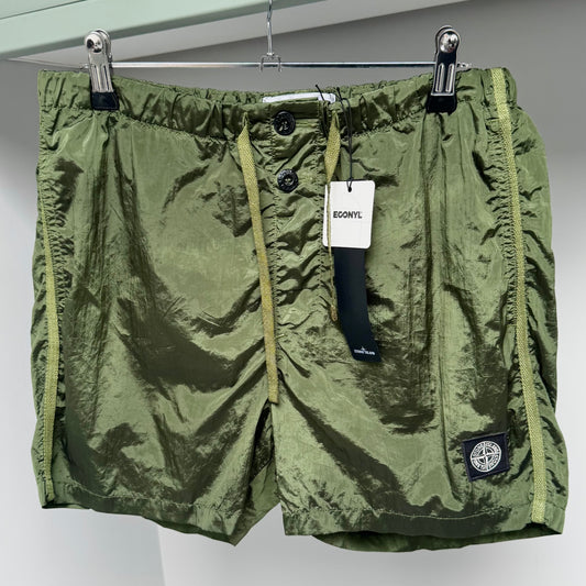 Stone Island Green Nylon Metal Patch Swim Shorts - Small 30W