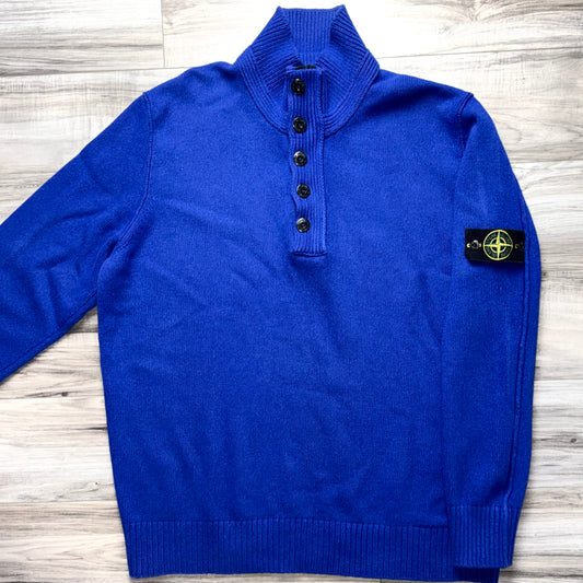 Stone Island Knitted Melange Lana Wool Quarter Zip Badge Jumper - XXL ptp24.5”