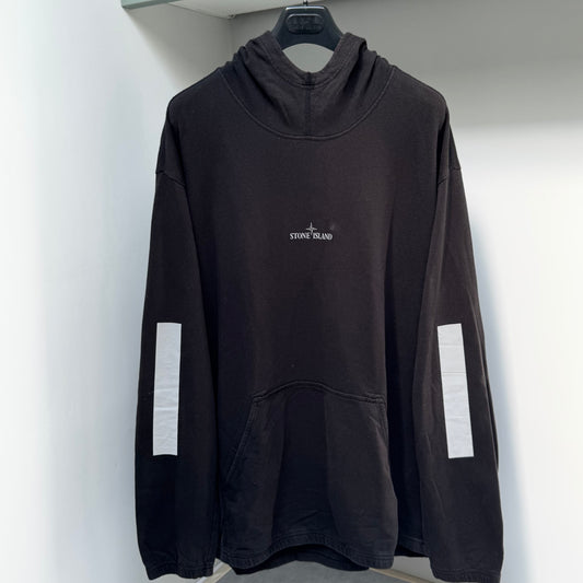 Stone Island Black Light Gauzed Fleece Reflective Pullover Hoodie - XXL