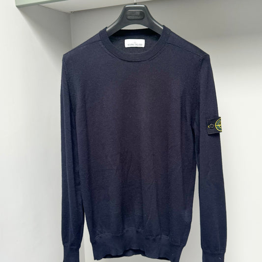 Stone Island Navy Blue Knitted Lana Wool Pullover Jumper - Large ptp21”