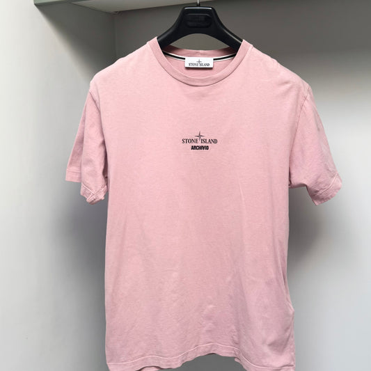 Stone Island Rose Quartz Pink Archivio 'Ice Jacket Camouflage' Organic Cotton T shirt - Large