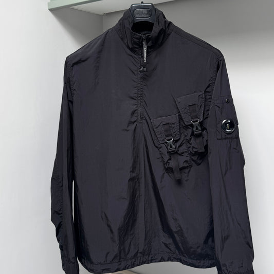CP Company Black Chrome-R Nylon Quarter Zip Lens Smock Overshirt - Large
