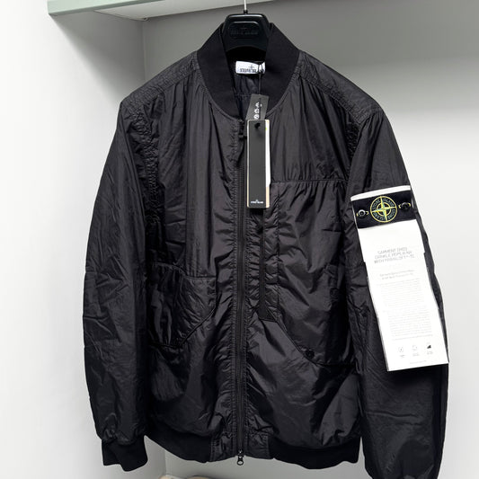 Stone Island Garment Dyed Crinkle Reps R-NY With Primaloft-TC Full Zip Badge Bomber Jacket - Large ptp23”