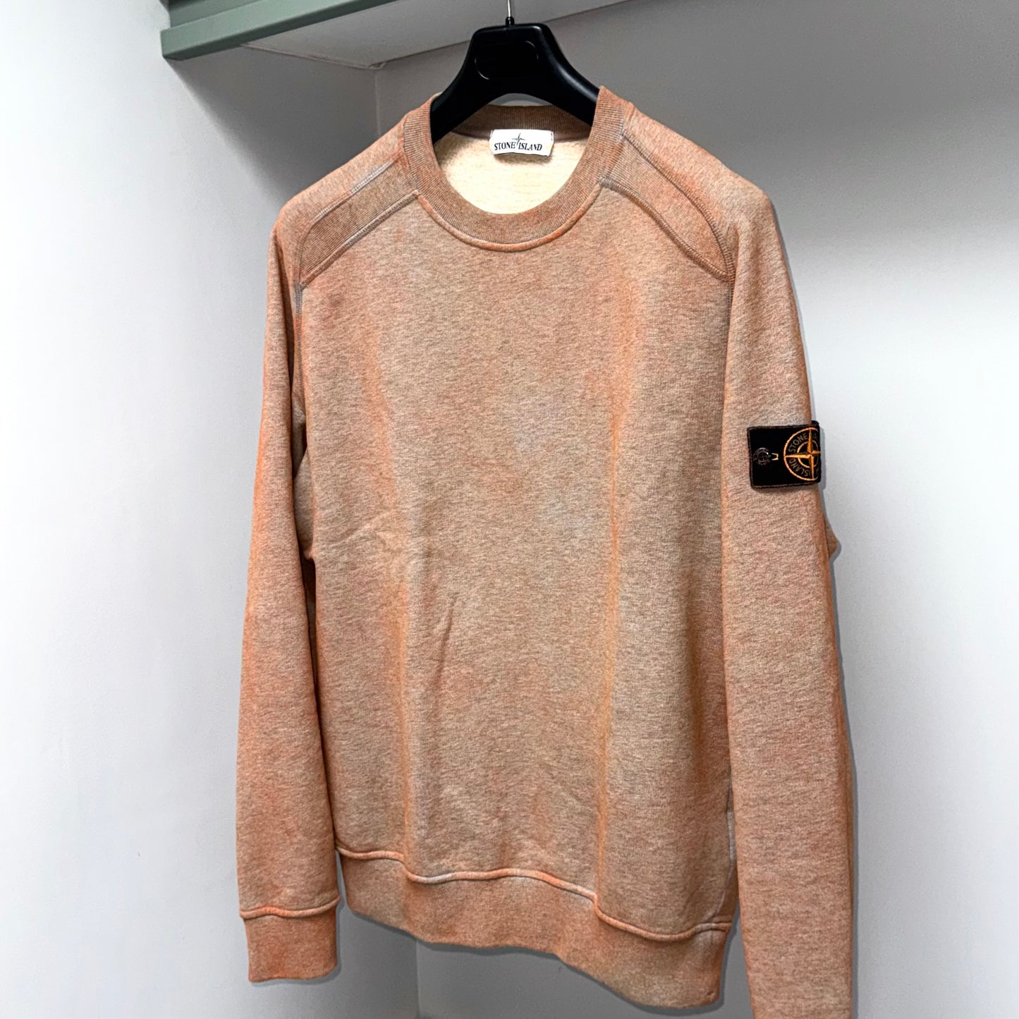 Stone Island Dust Treatment Pullover Badge Sweatshirt - Medium ptp22.5”