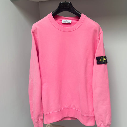 Stone Island Cyclamen Pink Cotton Pullover Sweatshirt - Large ptp22.5”