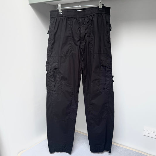 Stone Island Black Stretch Cotton Cargo Trousers - 33W 30L Regular Fit