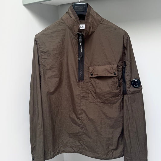 CP Company Khaki Green Flatt Nylon Half Zip Lens Smock Overshirt - Small ptp21.5”