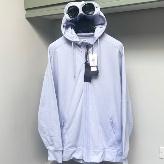 CP Company Cosmic Sky Blue Diagonal Raised Fleece Full Zip Goggle Hoodie - 3XL
