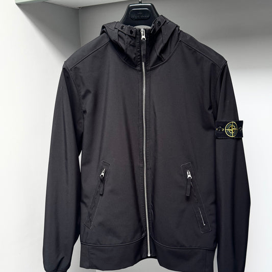 Stone Island Black Light Soft Shell-R Full Zip Jacket - Large