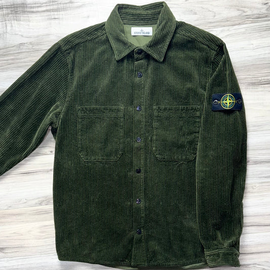 Stone Island Corduroy Button Up Badge Overshirt - Large ptp23”