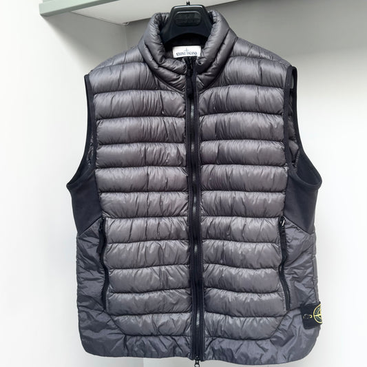 Stone Island Grey Garment Dyed Micro Yarn Down Full Zip Gilet - XL