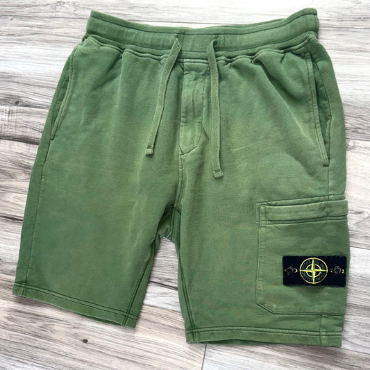 Stone Island Cotton Fleece Badge Shorts - Small 30W