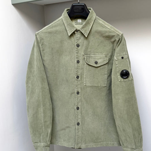 Stone Island Green Corduroy Button Up Lens Overshirt - Medium ptp20.5”