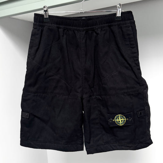 Stone Island Black Wool Blend Fleece Shorts - Small 30W