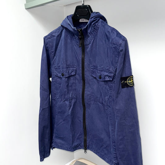 Stone Island Hooded Full Zip Badge Overshirt - Medium ptp21.5”