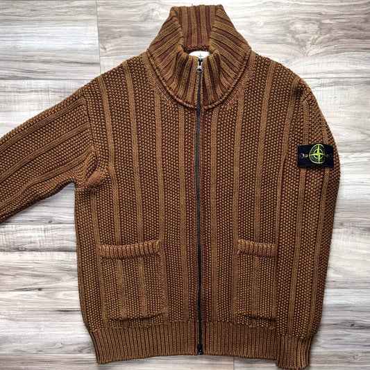 Stone Island Knitted Dust Colour Treatment Wool Full Zip Cardigan - Large ptp22.5”