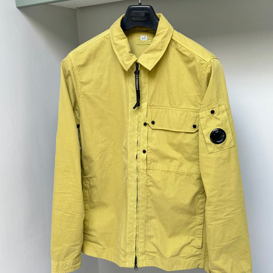 CP Company Yellow Popeline Emerized Full Zip Lens Overshirt - Medium ptp21”