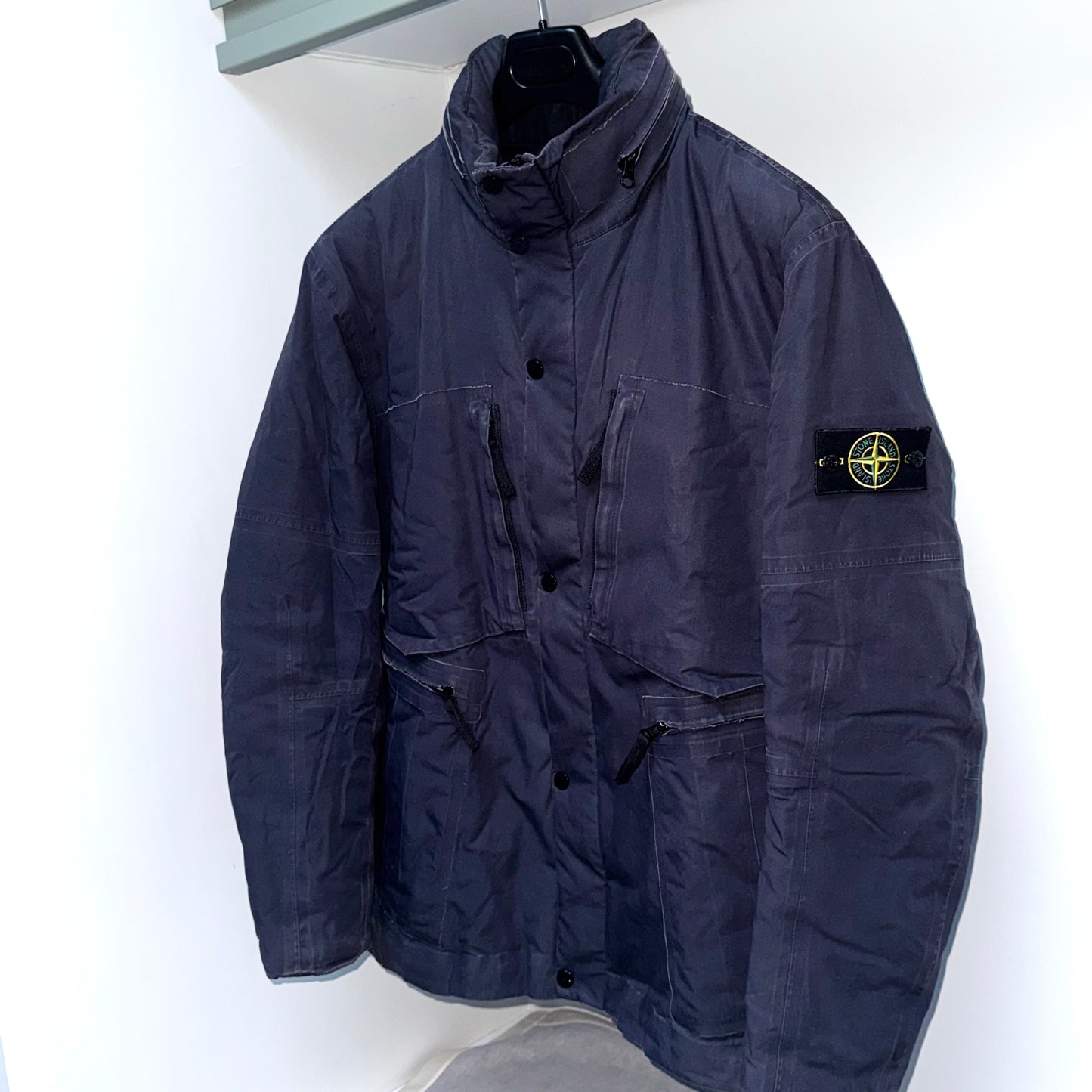Stone Island Water Repellent Supima Cotton With Primaloft Insulation Technology Full Zip Badge Jacket - XXL ptp25.5”