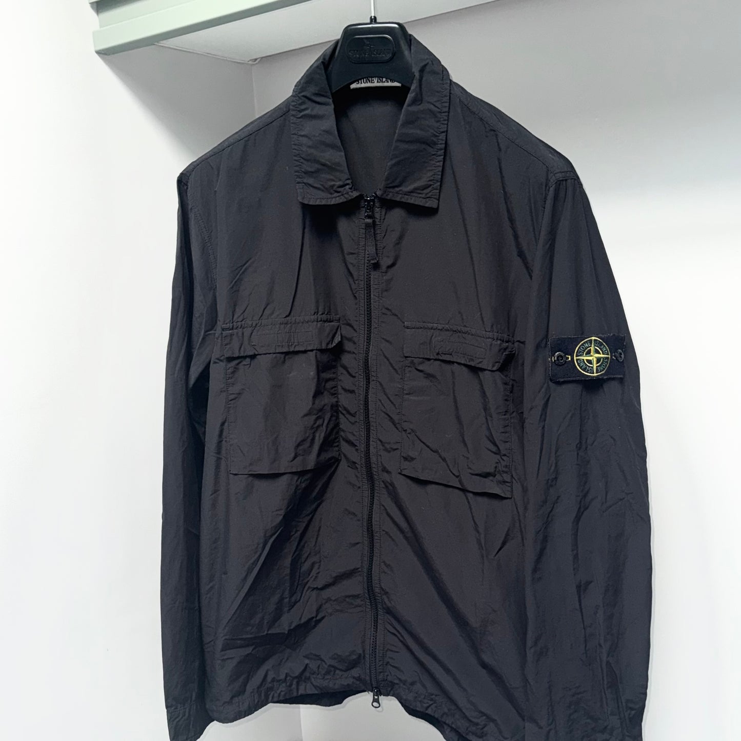 Stone Island Crinkle Reps Full Zip Badge Overshirt - XL ptp23.5”