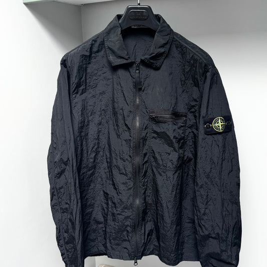 Stone Island Black Nylon Metal Econyl Full Zip Overshirt - XL ptp23”