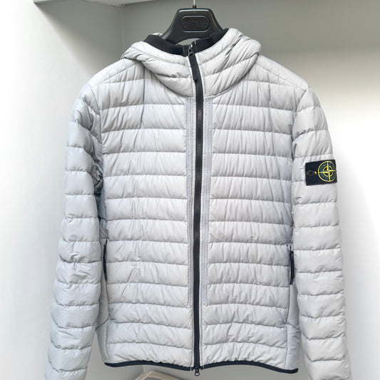 Stone Island Pearl Grey O-Cotton / R-Nylon Tela Full Zip Jacket - Large