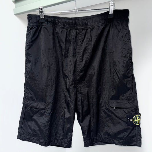 Stone Island Black Nylon Metal Econyl Cargo Shorts - 32W Comfort Fit
