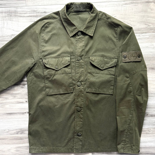 Stone Island Ghost Piece Button Up Badge Overshirt - Medium ptp21.5”