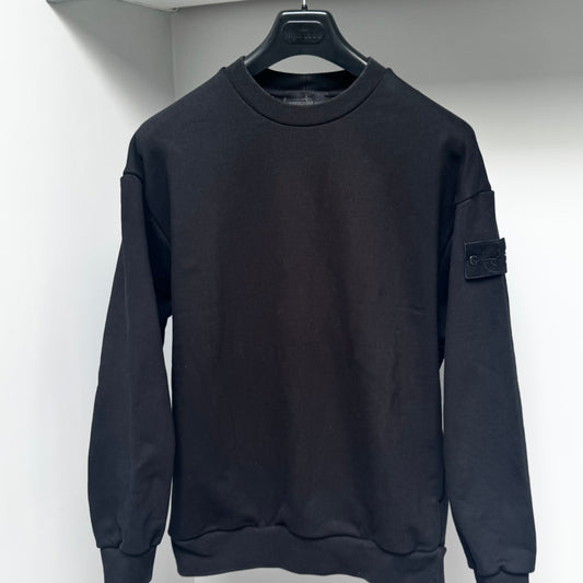 Stone Island Black Ghost Heavy Organic Cotton Pullover Sweatshirt - Large