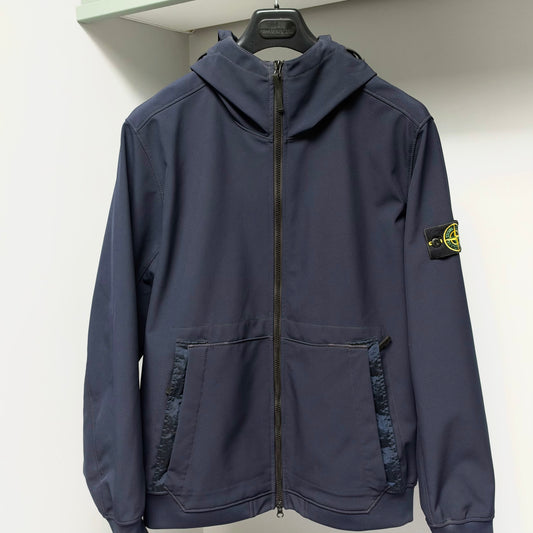 Stone Island Blue Soft Shell-R e.dye Technology Full Zip Jacket - XL