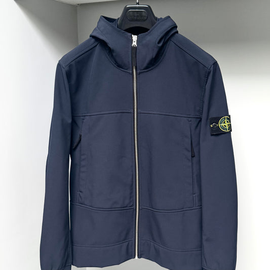 Stone Island Navy Blue Soft Shell-R e.dye Technology Full Zip Jacket - Medium ptp21”