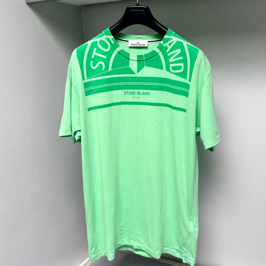Stone Island Green Graphic Print Logo T shirt - XL ptp22.5”