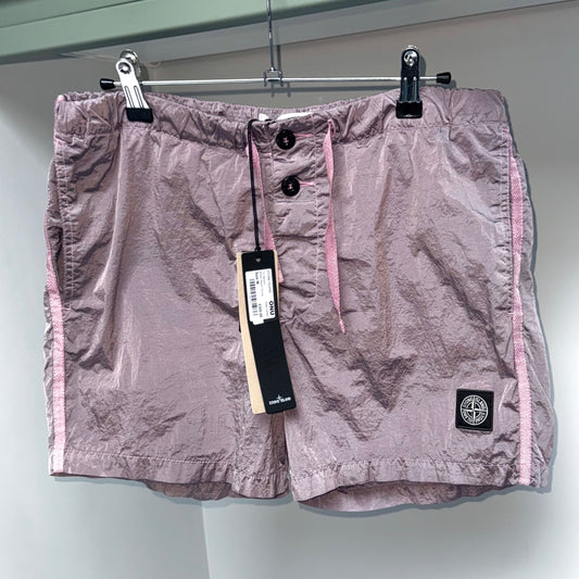 Stone Island Pink Nylon Metal Patch Swim Shorts - Medium 32W
