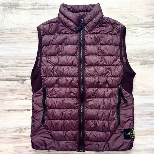Stone Island Garment Dyed Micro Yarn Down Full Zip Badge Gilet - Medium ptp19.5”