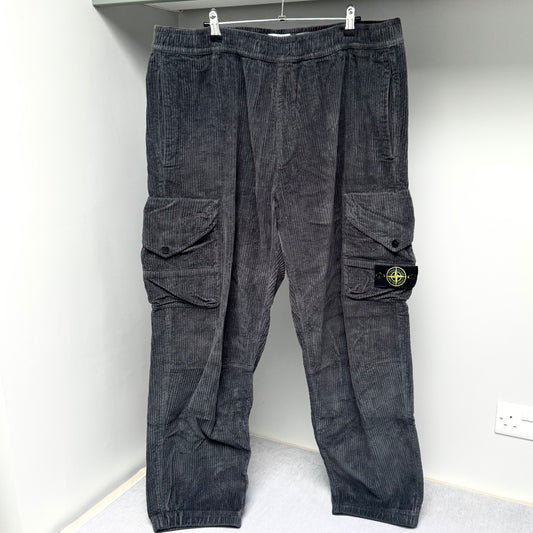 Stone Island Organic Corduroy 400 Cargo Trousers - 40W 31L Loose Fit