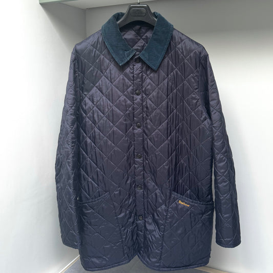 Barbour Navy Blue Heritage Liddesdale Quilted Button Up Jacket - 3XL ptp25.5”