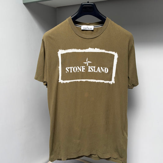 Stone Island Green Stencil One Logo T shirt - Large