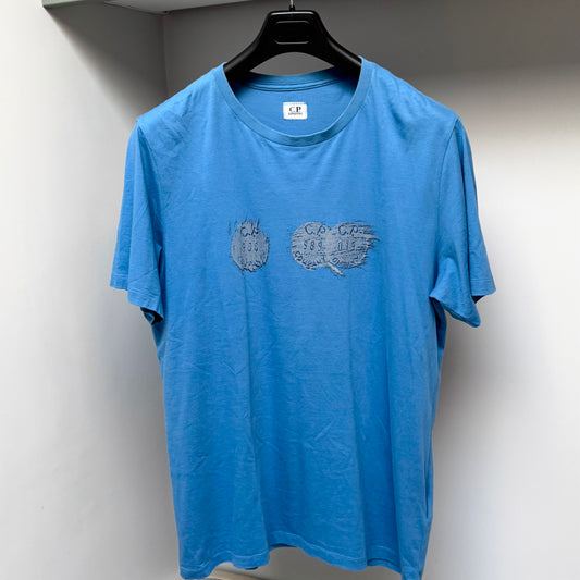 CP Company Blue Graphic Print Logo T shirt - Large ptp21.5”
