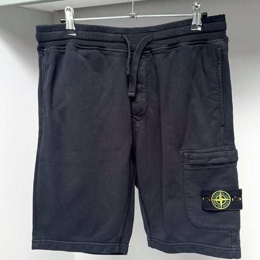 Stone Island Navy Blue Organic Cotton Fleece Shorts - Medium 32W