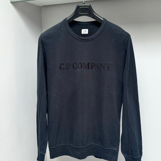 CP Company Navy Blue Light Fleece Embroidered Logo Pullover Sweatshirt - Large ptp21”