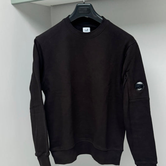 CP Company Black Raised Fleece Pullover Lens Sweatshirt - Medium