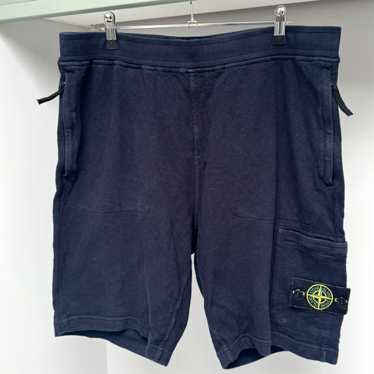Stone Island Navy Blue Lightweight Organic Cotton Fleece Shorts - XL 36W