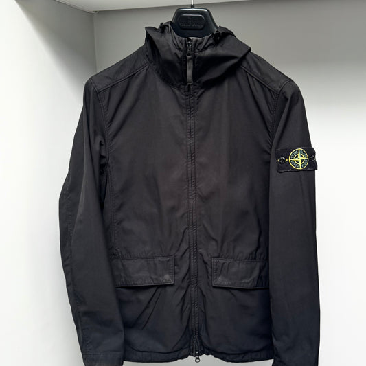 Stone Island Black Nylon Cotton Batavia 2/2-TC Full Zip Jacket - Small ptp20.5”