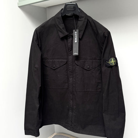 Stone Island Supima Cotton Twill Stretch-TC Full Zip Badge Overshirt - XXL ptp25”