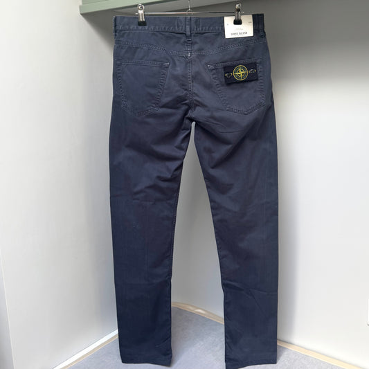 Stone Island Navy Blue Cotton Chinos - 30W 34L Regular Tapered Fit