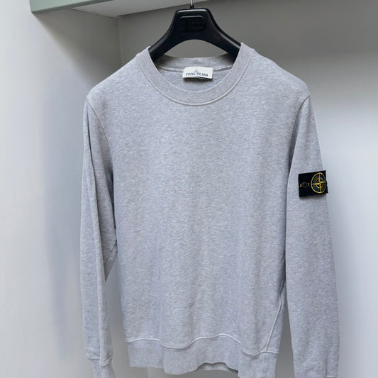 Stone Island Grey Cotton Pullover Sweatshirt - Medium ptp21.5”