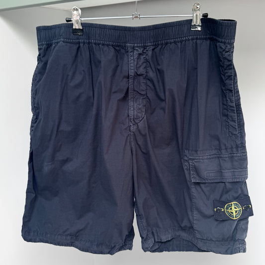 Stone Island Navy Blue Cotton Stretch Bermuda Cargo Shorts - 38W Comfort Fit