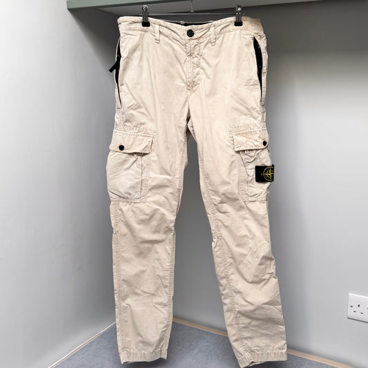 Stone Island Beige Cotton Cargo Trousers - 33W 31L Slim Fit