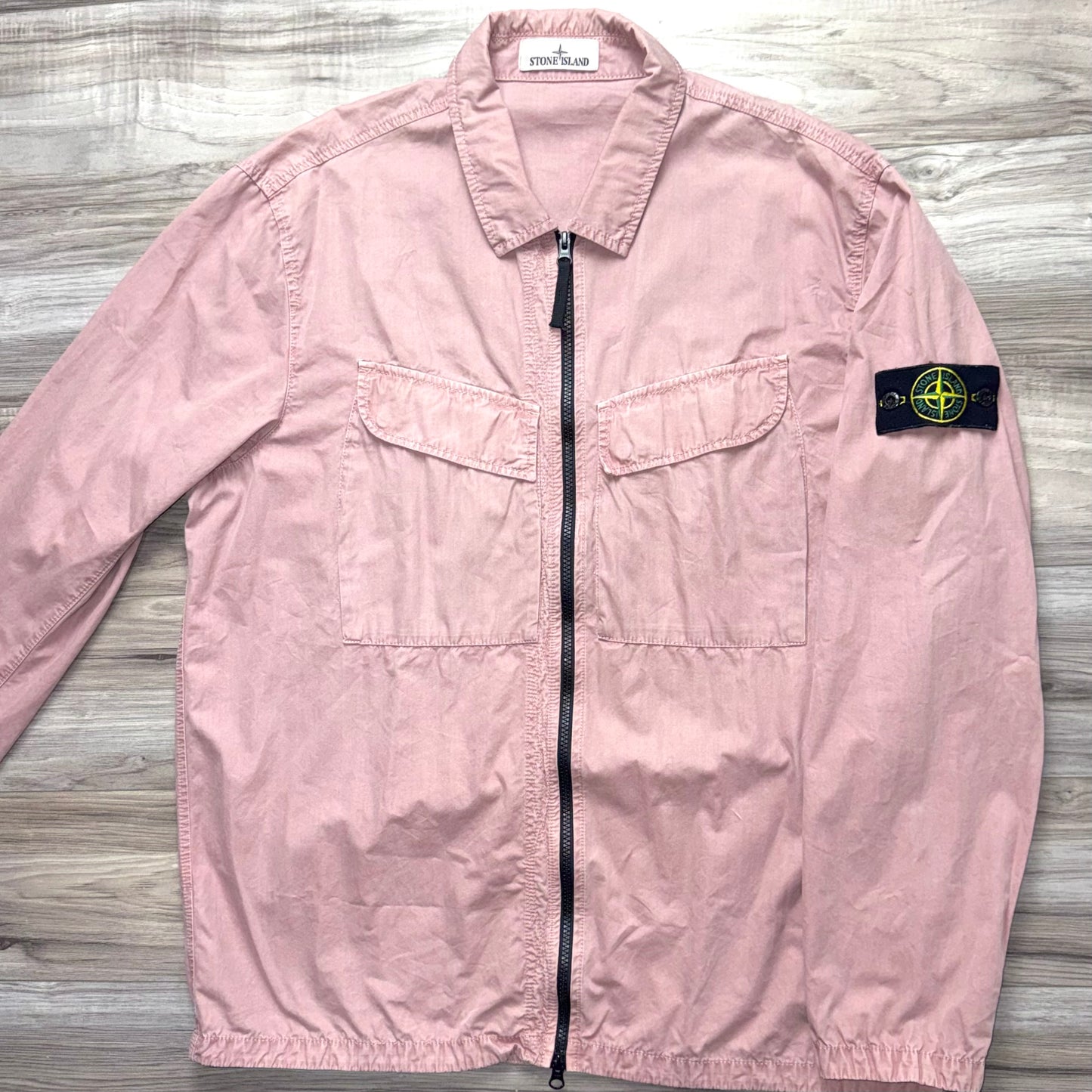 Stone Island Full Zip Badge Overshirt - XXL ptp24.5”