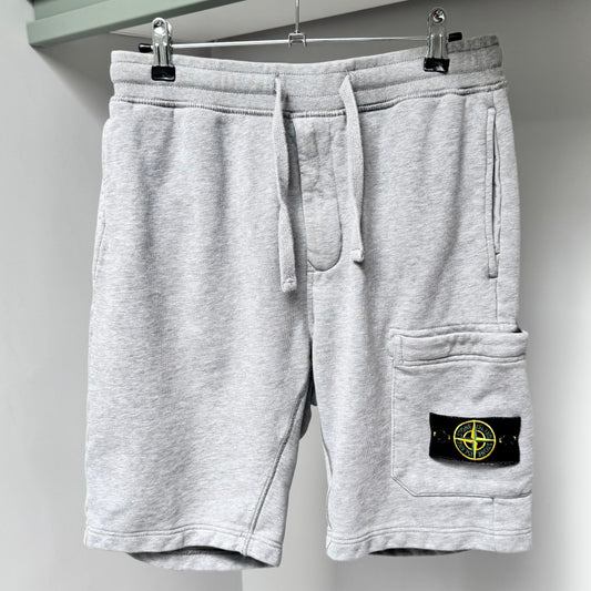 Stone Island Grey Organic Cotton Fleece Shorts - Small 30W