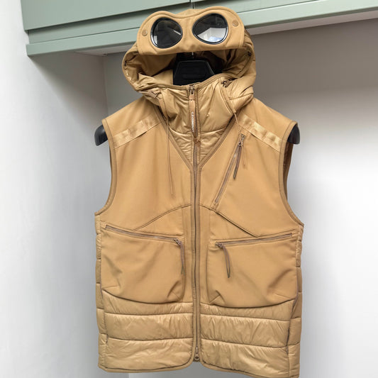 CP Company Beige Padded Shell-R Mixed Full Zip Goggle Gilet - Medium ptp21”